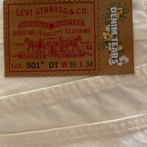 Levi’s x Denim Tears 501 White Jeans 36x34 NWOT Straight Leg Made in USA
